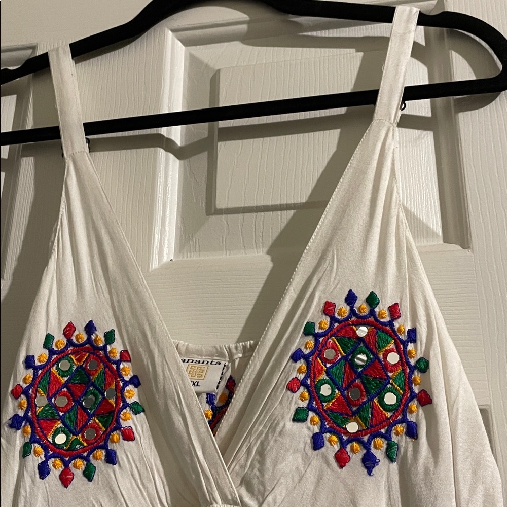 Embroidered White Maxi Dress - Picture 4 of 12